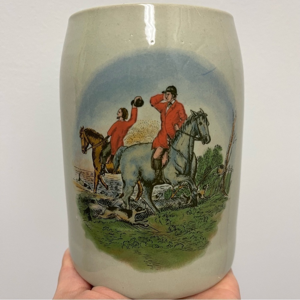 Equestrian Fox Hunting Beer Stein Hounds Dogs Horses